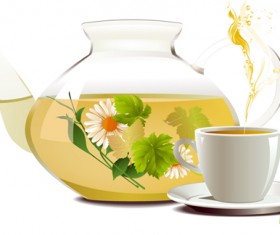 Set of teapot and tea cup vector 03