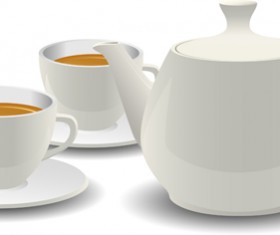 Set of teapot and tea cup vector 04