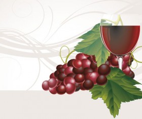 Grapes and grape wine elements vector 04