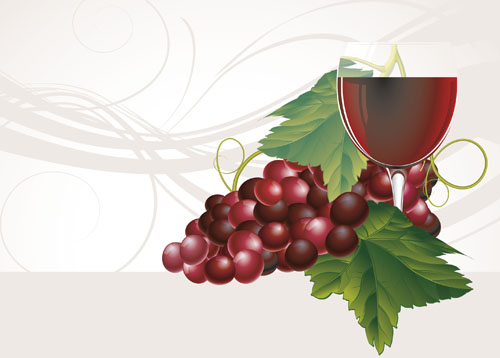 Grapes and grape wine elements vector 04