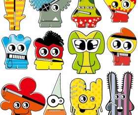 Vector of Funny cartoon monsters 02