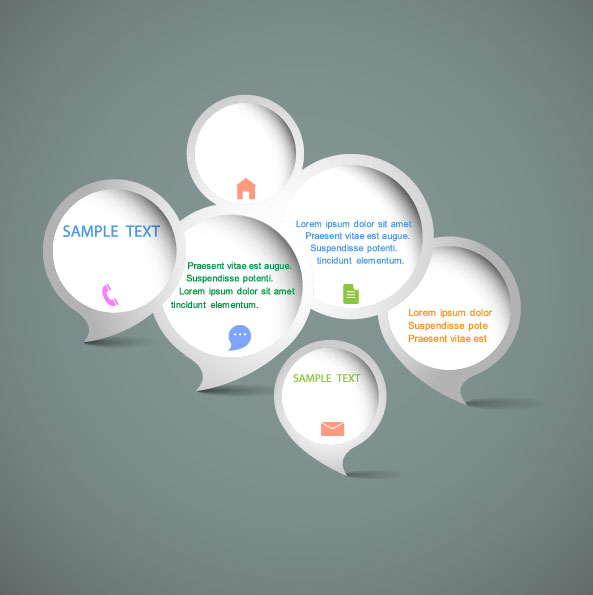 vector elements of Circle and cloud for the text template 01