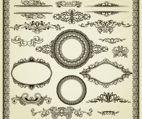 Vintage Style Frames and Borders vector set 01