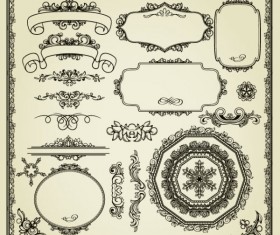 Vintage Style Frames and Borders vector set 02
