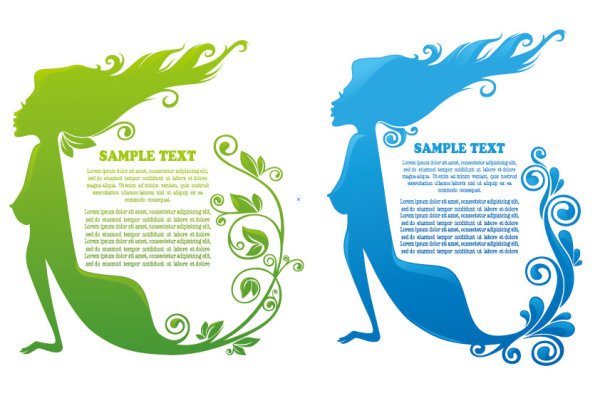 Beauty Silhouettes elements background vector 01
