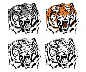 Set of Tiger vector picture art 05