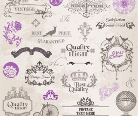 Elements of ornate Pattern and Borders vector 01