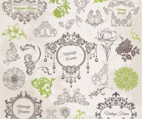 Elements of ornate Pattern and Borders vector 02