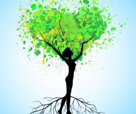 Set of Tree People Silhouettes vector 02