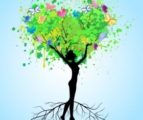 Set of Tree People Silhouettes vector 03