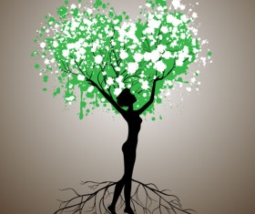 Set of Tree People Silhouettes vector 05