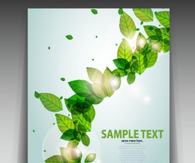 Green leave flyer and cover brochure background vector 03