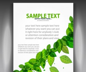 Green leave flyer and cover brochure background vector 04