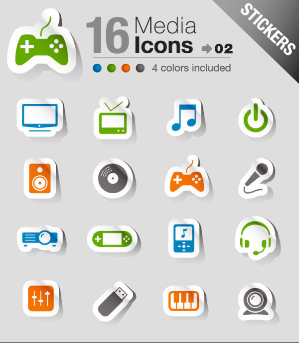 Set of eps Icon stickers elements 03