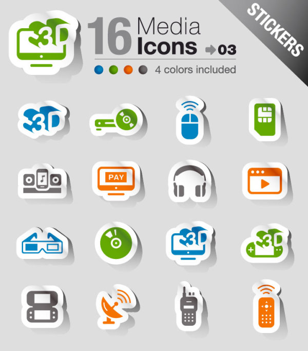 Set of eps Icon stickers elements 04