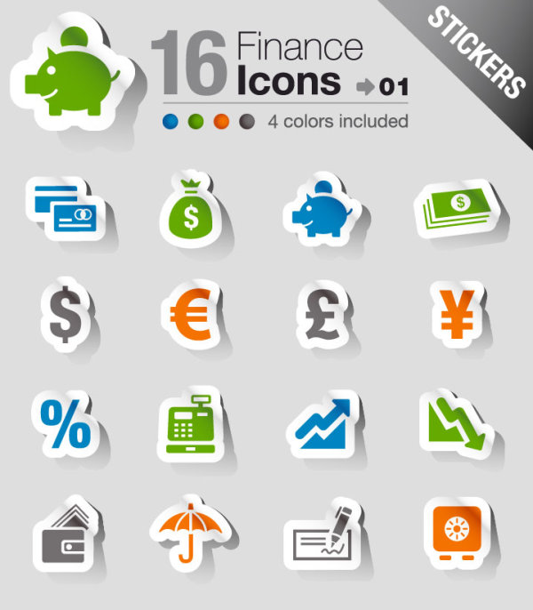Set of eps Icon stickers elements 05