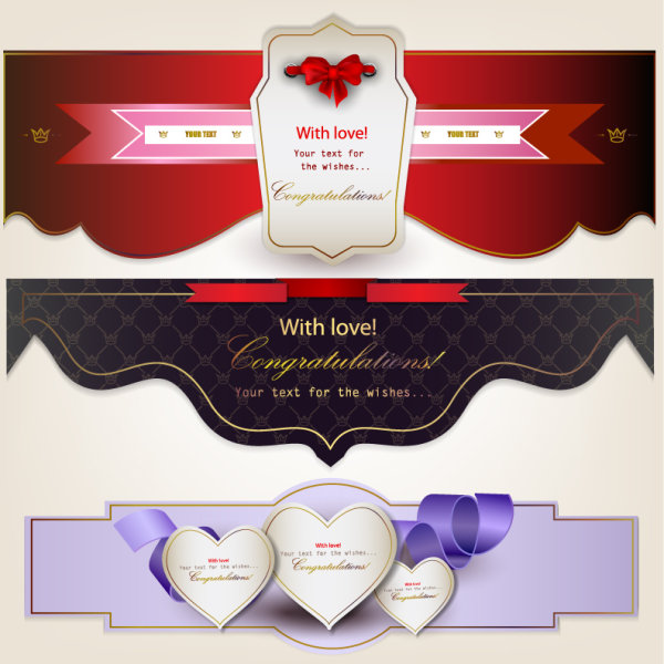 Romantic and love banner vector 03