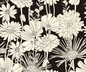 Amazing Flower Drawing background vector 03