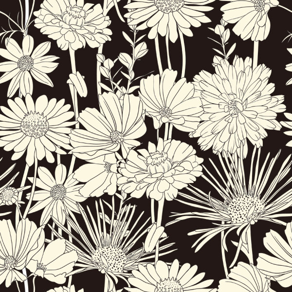 Amazing Flower Drawing background vector 03