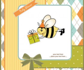 Cartoon small Animal elements baby card vector 01
