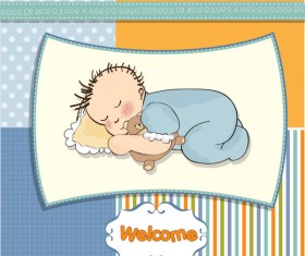 Cartoon small Animal elements baby card vector 02