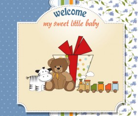 Cartoon small Animal elements baby card vector 03