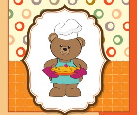 Cartoon small Animal elements baby card vector 04