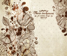 Vintage Flower of background vector 01