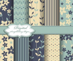 Set of Floral Fabric background vector 02