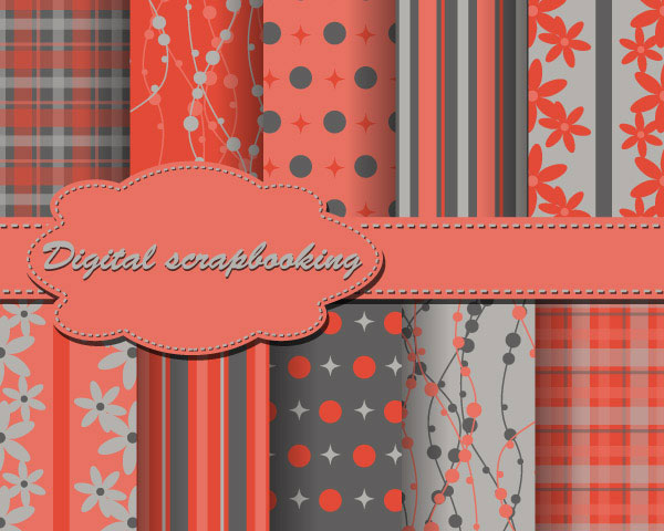 Set of Floral Fabric background vector 03