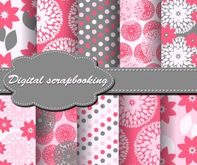 Set of Floral Fabric background vector 04