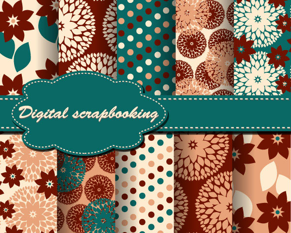 Set of Floral Fabric background vector 05