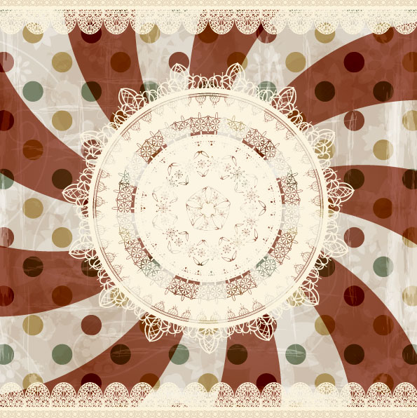 Retro Floral of background vector 03
