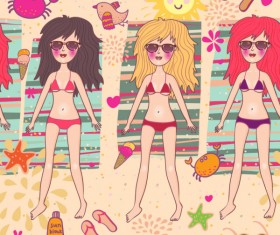 Sexy cartoon sandy beach girl vector