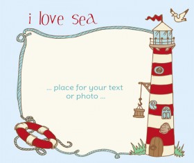 I love sea Theme elements background vector 01