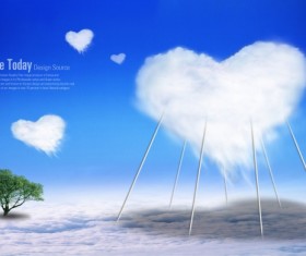 Love cloud elements PSD template