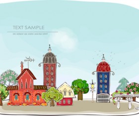 Elements of Cartoon city building vector 02