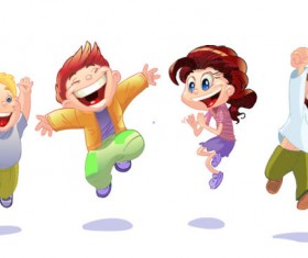 Set of Cute cartoon little Child vector 01