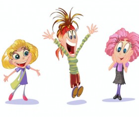 Set of Cute cartoon little Child vector 02