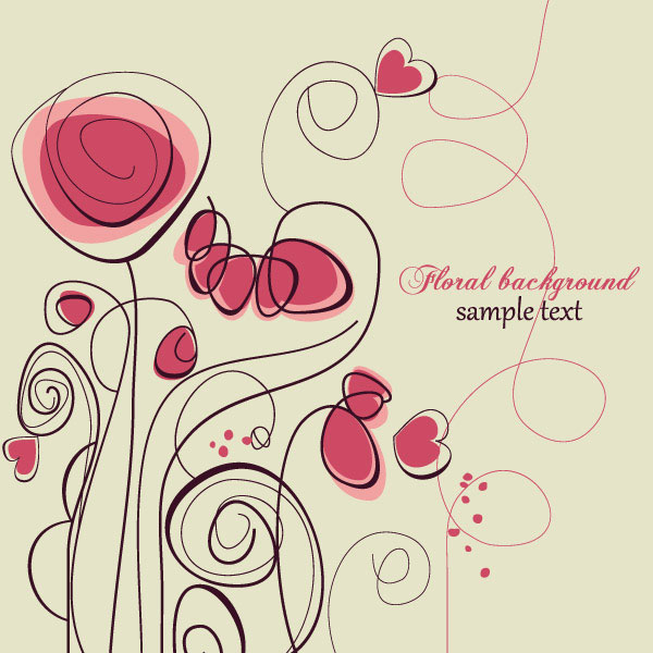 Hand painted of Romantic floral background vector 02