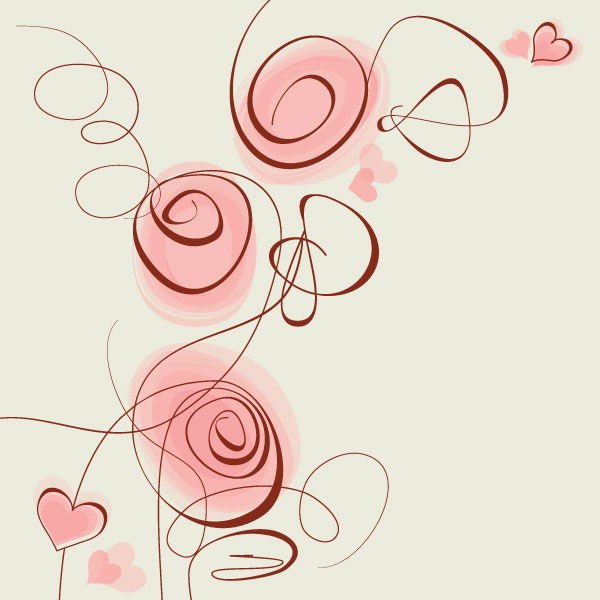 Hand painted of Romantic floral background vector 05