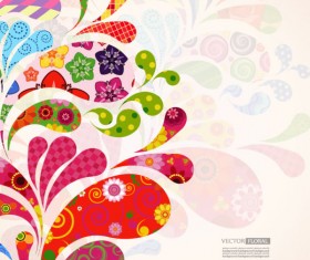 Colorful Floral elements background art vector 04