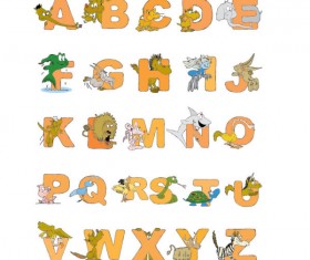 Cartoon animals and Alphabet vector