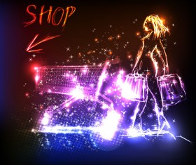 neon and people Illustrations vector 03