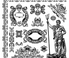 Set Vintage of Retro borders vector art 01