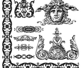 Set Vintage of Retro borders vector art 04