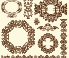 Set Vintage of Retro borders vector art 06