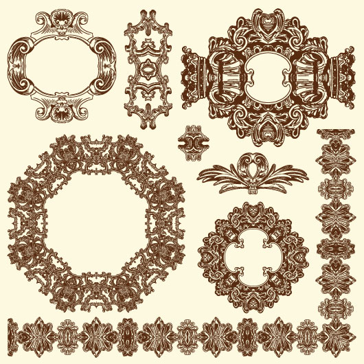 Set Vintage of Retro borders vector art 06