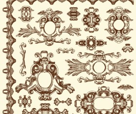 Set Vintage of Retro borders vector art 07