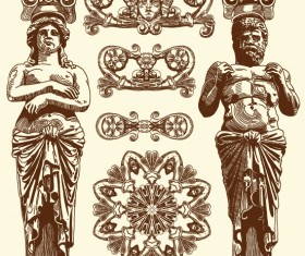 Set Vintage of Retro borders vector art 09